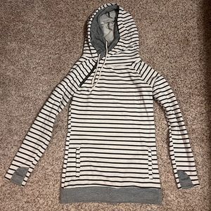 Striped double hooded sweatshirt. Great condition! Work only once.